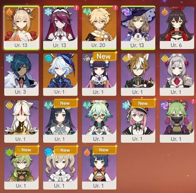 GI1409 Starter AR21 Tartaglia Furina with 17 Characters and 4-Star Weapons 